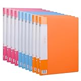 Comix Carpeta de presentación A4 con fundas de plástico, 20 bolsillos, libro de presentación A4 utilizado para almacenar documentos y certificados (rojo, 4 azules, 4 naranjas)