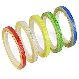 Reflektierendes Klebeband, 5 Stück, hohe Sichtbarkeit, Sicherheits-Warnband, wasserdichtes Reflektor-Sicherheitsband für Outdoor-Fahrzeuge, Fahrräder, Helme (10 mm x 8 m)