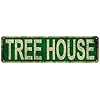 Tree house metal tin sign funny vintage slim street tin signs wall art decor iron poster for home farmhouse bar cafe garage indoor outdoor gifts 4×16 inch  urban country home decor
