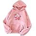 Hoodie Damen Sport Sweatshirt Teenager Mädchen Niedlicher Kapuzenpullover mit Erdbeerdruck Frühlings Fall Langarmshirts Pulli mit Kordelzug Große Tasche Lange Ärmel Shirt Lockere Bluse Tops