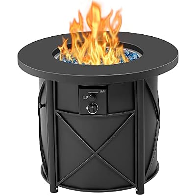 BALI OUTDOORS Propane Fire Pit Table Gas Firepit 30 Inch 50,000 BTU with Fire Glass Cover Lid for Patio, Garden, Backyard and Porch