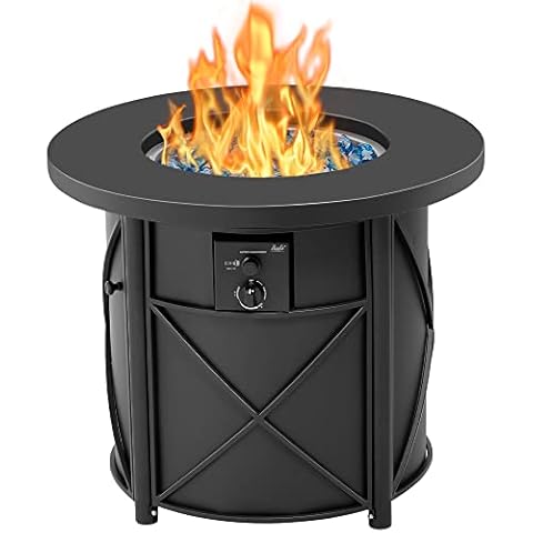 BALI OUTDOORS 30 Inch Propane Fire Pit Round, 50,000 BTU Outdoor Fire Pit with Lid, Modern Firepit for Outside Patio, Garden, Backyard Cover