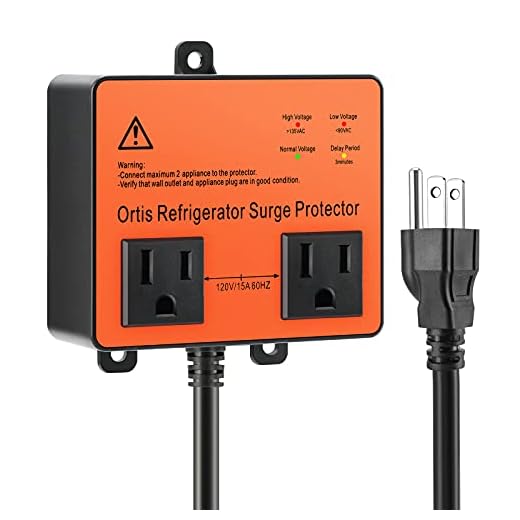 Refrigerator Surge Protector, Ortis Double Outlet Voltage Protector for Home Appliances with Time Delay, Protects Against Brownout, Spike, Instant Surge All Voltage Abnormalities, black