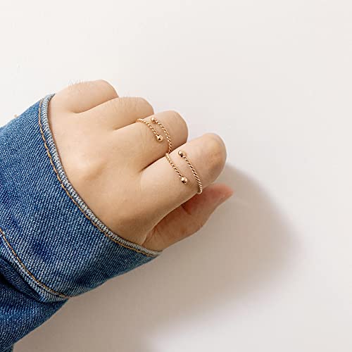 Twisted Knot Rope Thin Line Statement Open Ring for Women Stainless Steel Dainty Engagement Promise Adjustable Expandable Tiny Balls Wrap Knuckle Pinky Rings Christmas New Year Birthday Gifts3