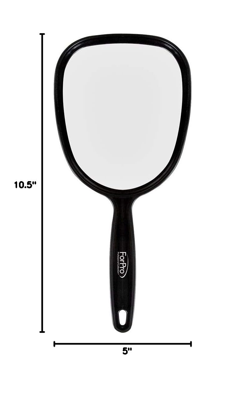 ForPro Classic Hand Mirrors, Black, Compact, 5" W X 10.5" L, 3-Count