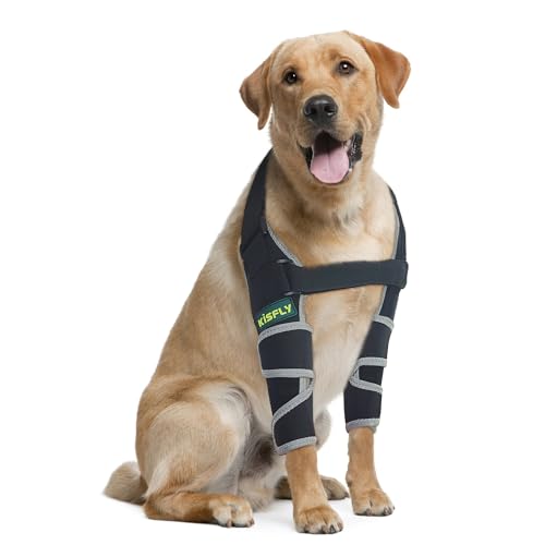 KISFLY Dog Elbow Brace for Canine Elbow and Shoulder Support Dysplasia Osteoarthritis Elbow Calluses Pressure Sores Dog Elbow Pads for Better Recovery with Reflective Both Legs S