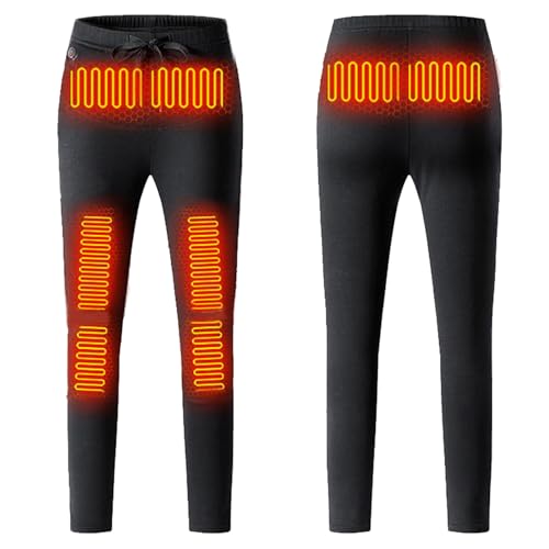 TOVCHEI 8 Heating Zones Thermal Pants Womens Heated Pants Fleece Lined Warm Trousers for Hiking Camping Hunting, No Battery,Black,3XL
