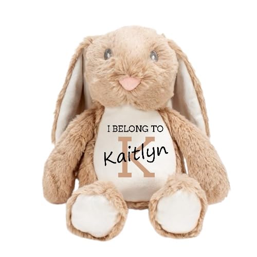 Ava Graceful Designs Personalised Bunny Rabbit Teddy | Easter Bunny Soft Toy | Pink Blue Grey Brown (Brown Bunny)