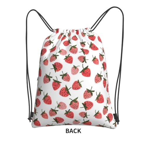 Little Strawberry Drawstring Bags Gym Bag For Women Men Beach With Zipper Pocket Bag Outdoor 18 * 15.3 Inches4