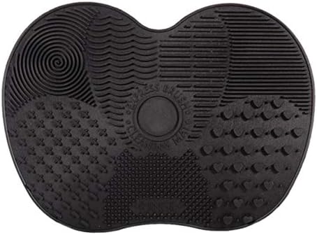 Brilaris Makeup Brush Cleaner Mat,Make Up Cleaning Mat Silicone Brush Cleaner Pad Portable Drying Washing Tool Scrubber with Suction Cup Small Size Black