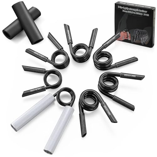 Image of Proberos 50-350lbs Adjustable Hand Grip Strengtheners Set 7-in-1 Hand, Wrist & Forearm Strengthener with Aviation Aluminum Alloy Build, Foam Overgrips for Comfort, Portable for Gym, Office & Travel