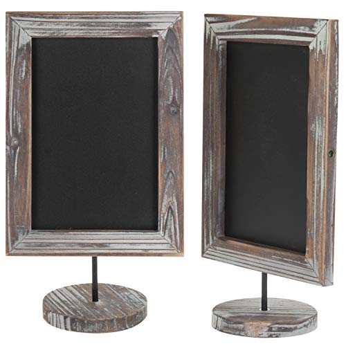 Mygift Tabletop Framed Chalkboard Sign, Torched Brown Wood Small Chalkboard On Stand, Vertical Or Horizontal Display, Set Of 2 #TOP5