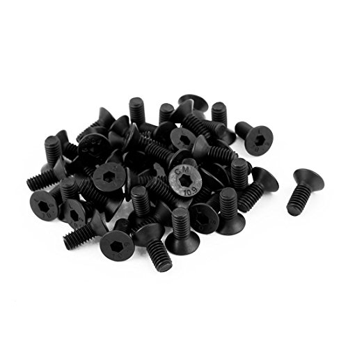 uxcell 50Pcs Black M4 x 10mm Alloy Steel Hex Socket Flat Head Countersunk Screws Bolts