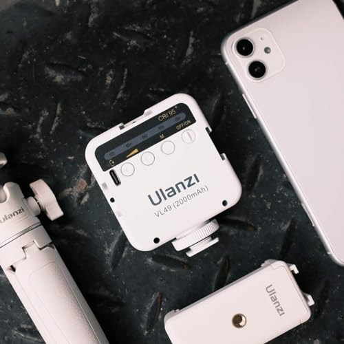 Image of Ulanzi VL49 Mini LED Video Fill Light, 2000mAh Rechargeable Camera Light | CRI95 Adjustable Brightness, Design with 3 Expansion Cold Shoes, White Lighting for Canon Photography Tiktok Live Stream