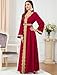 Abaya Dress for Women Long Sleeve Ethnic Moroccan Modest Muslim Dresses Islamic Eid Ramadan Prayer Clothes Middle East Turkish Dubai Attire Arabian Wedding Jalabiya Red S