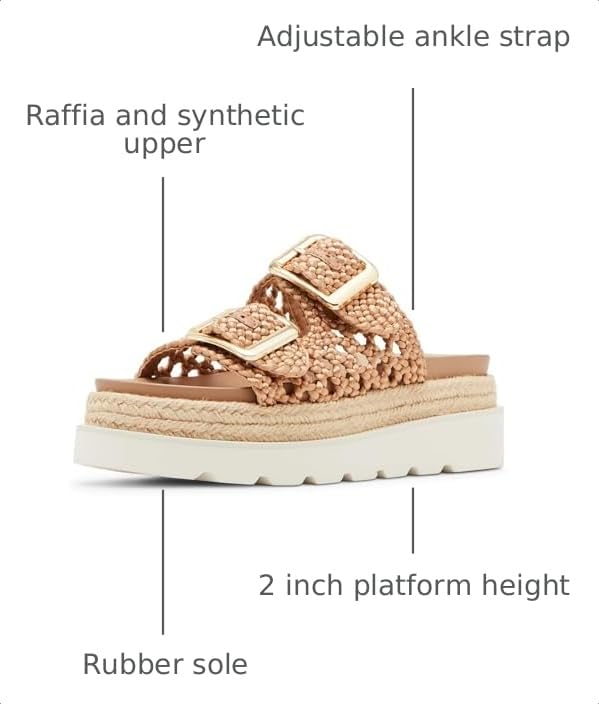 Image of DOEYG Platform Sandals for Women Summer Beach Raffia Slide Sandals Comfortable Casual Woven Straw Sandal with Buckle