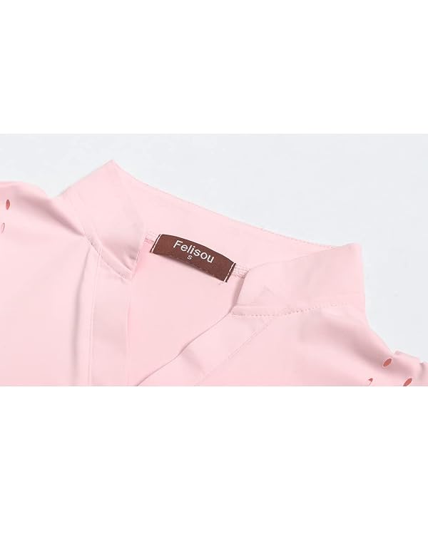 Felisou Womens V Neck Golf Polo Shirts Short Sleeve Sport Workout Tops Golf Tops Workout Clothes Golf Apparel Golf Polo Shirts Pink XS by Felisou - Used condition - Image 3