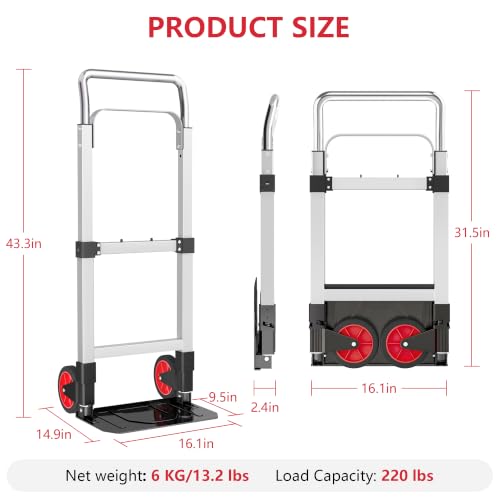 Carretilla de mano 2 ruedas 220 lbs miniatura 2