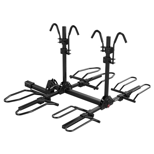 MEEVIZ 4 Bike Rack Hitch Mount, Platform Bike Rack for Car, SUV, Truck, Fits Mountain Bikes, Road Bikes, Ebikes and Fat Tire Bikes, 260 lbs Capacity