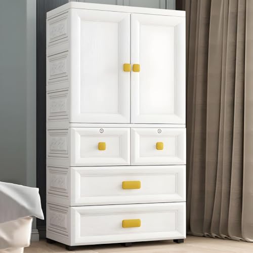 Image of HIWARE Premium Modular Wardrobe for Bedroom, Kids Room and Home | Spacious Clothes Storage Cabinet with Drawers and Shelves | Modern Stylish Design, Heavy Duty, Multiuse Organizer -MS18932-White