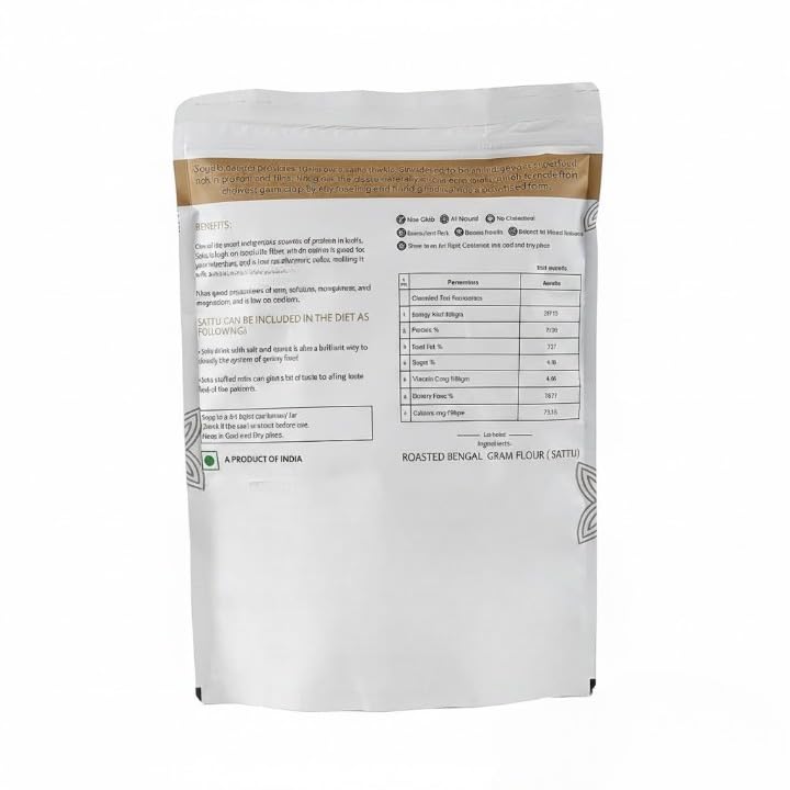 Sattu Powder | Gluten Free Roasted Black Chana Flour | 100% Natural & Gluten Free Chana Sattu l Atta with High Fiber | Sattu Drink Powder 1Kg- (Pack of 1)