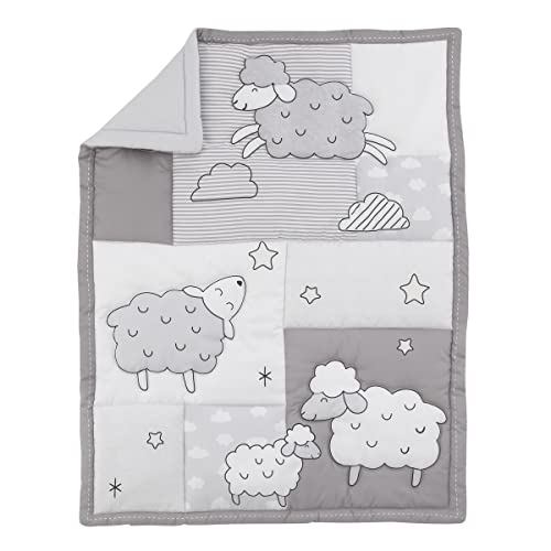 Carter's Sleepy Sheep Gray And White Lamb, Star, And Cloud 3 Piece Nursery Crib Bedding Set - Comforter, Fitted Crib Sheet, And Crib Skirt #TOP1