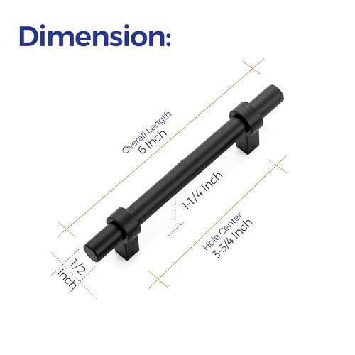 Image of Ravinte 30 Pack 6 Inch Cabinet Pulls Matte Black Kitchen Cabinet Hardware Cupboard Handles with Square Base 6 inch Length,3.75 inch Hole Center