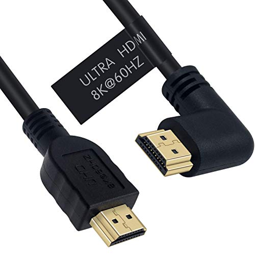 Poyiccot 8K HDMI Cable 2feet, 48gbps 90 Degree Right Angle Male to Male HDMI 2.1 Cable Support 8K@60Hz 4K@120 7680P for TV/Xbox /PS4 /PS5(M/M Right)