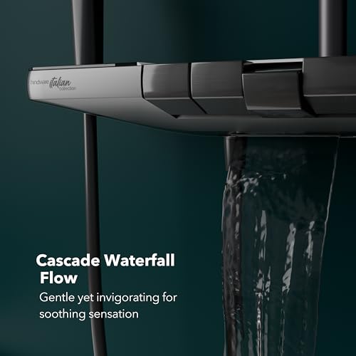 Image of Hindware Italian Collection 4-Way Integrated Shower Console | Piano LED Touch Buttons | Adjustable Overhead Shower | 3-Flow Hand Shower | 2-Flow Kid Shower | Cascade Flow | Thermostat Control