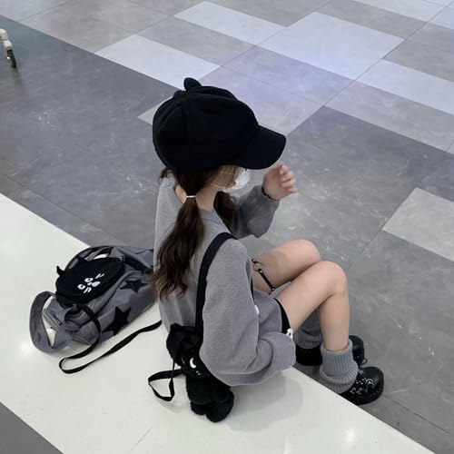 Y2K Kawaii Knit Cute Cat Print Casual Long Sleeve Crew Neck Oversize Pullovers Sweaters for Women3