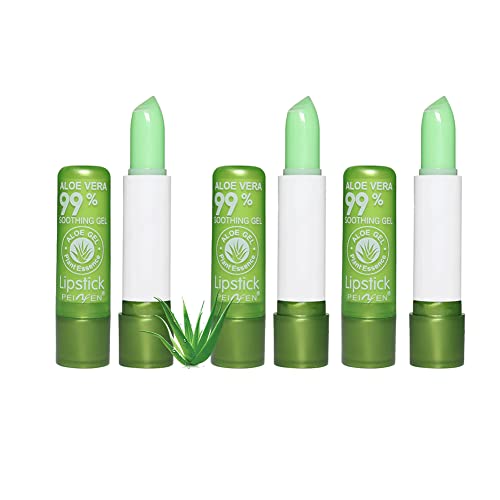 Aloe Vera Lipstick, Magic Temperature Ph Color Changing Moisturizing Lipstick, Tinted Lip Balm, Lip Tint, Lip Makeup, Glossier Lip Balm, Natural Lasting Moisturizing Lipstick (3Pcs) #TOP10