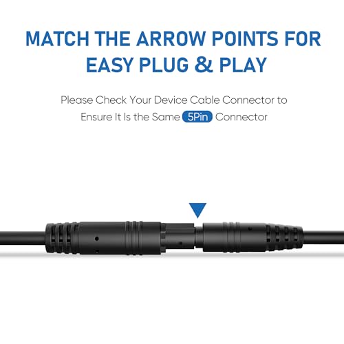 Image of 5Pin Dash Cam Rear View Camera Extension Cable,(12Ft 5P) Pure Copper Thicker Shield Reverse Camera Mirror Camera Extension Cord,Rearview Dashcam Extension Wire,Backup Camera Extension Cable