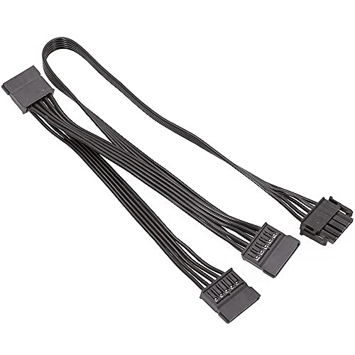Kqcibz 5Pin to 3 Port SATA Peripheral Power Supply Cable for Modular PSU, Black, 500108835