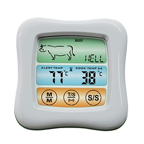 ABOOFAN Cooking Thermometer Touch Screen and Timer Thermometer for Home and BBQ Accurate Measurement White/Green No Battery Required