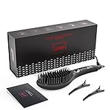 Hair Straightener Brush, Ceramic Ionic Straightening Iron Comb Anti-Scald, Best Soft Round Touch Bod