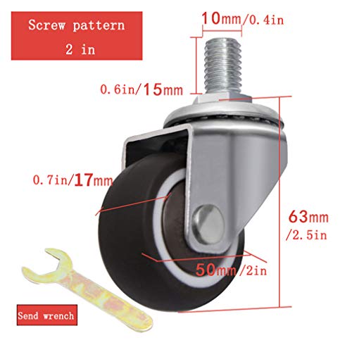 Casters Swivel Universal Wheel Office Chair Wheel 5pcs Rubber Casters for Furniture Computer Chair Table Trolley Bed Workbench Castor Heavy Duty Fitting