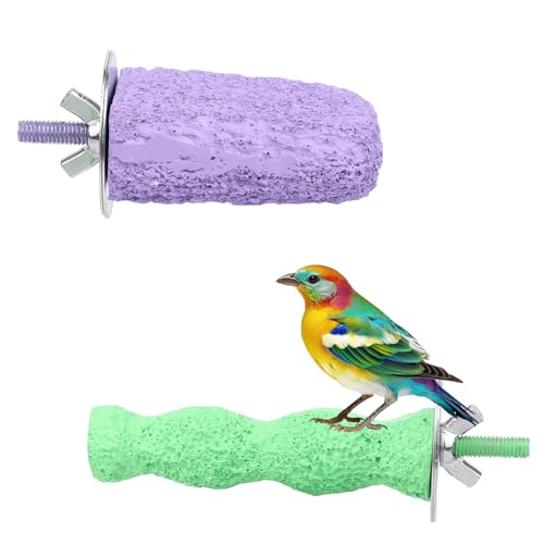 2pcs Anti-Slip Bird Beak Grinding Stones, Washable Resin Bird Beak Trimmer & Nail Filing Stand Platform Cage Accessories for Parrots Budgies Cockatiels Parakeets - image 8
