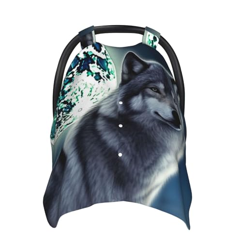 Housse de siège auto Wolf Under Moon multi-usage et respirante pour poussette de bébé