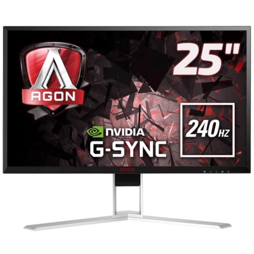 AOC AGON AG251FG - 25 Zoll FHD Gaming Monitor, 240 Hz, 1ms, G-Sync (1920x1080, HDMI, DisplayPort, USB Hub) schwarz/rot