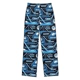Yuiboo Loose Loungewear Sleepwear Neon Blue Tech Hockey Pajama Pants Long Indoor Outdoor With 2 Pockets 13-14Y