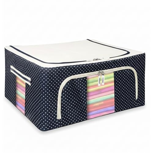 Image of RENVA 1 PCS Closet Organizers and Storage Bins Foldable Metal Frame Storage Box with Zippers & Clear Window for Organizing Clothing. (Blue, 24L-1)