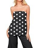 HOCANDY Womens Strapless Polka Dot Top Sleeveless Ruffle Peplum Tube Tops Smocked Backless Polka Dot Off The Shoulder Top