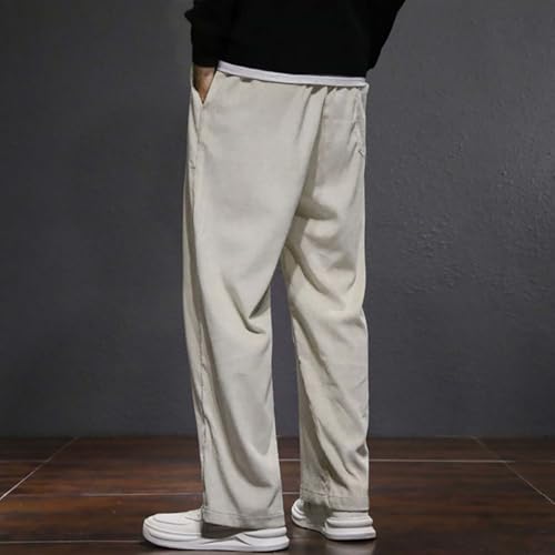 Men's Corduroy Sweatpants Fall Casual Drawstring Waist Straight Leg Baggy Pants Comfort Loose Athletic Pants3