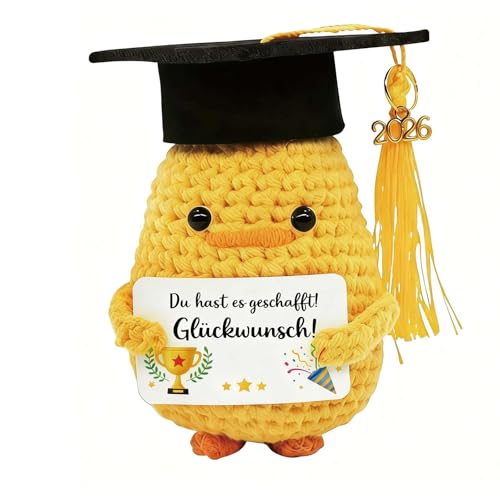 MOAZIFI Bachelor Geschenk zur Graduation - Bachelor Abschluss Geschenk Mini Häkelfigur Du hast es geschafft für Absolventen Abitur & Master Prüfung Glückwunsch