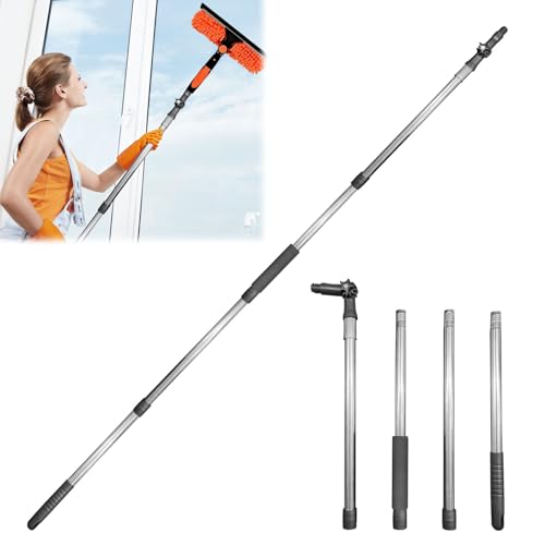 Palo Extensible de 39cm, Palo Telescopico para Limpieza de Ventanas Pértigas Telescópicas Universales Escoba Telescópica con Punta Metálica Giratoria para Cepillo de Pared Limpieza de Piscinas