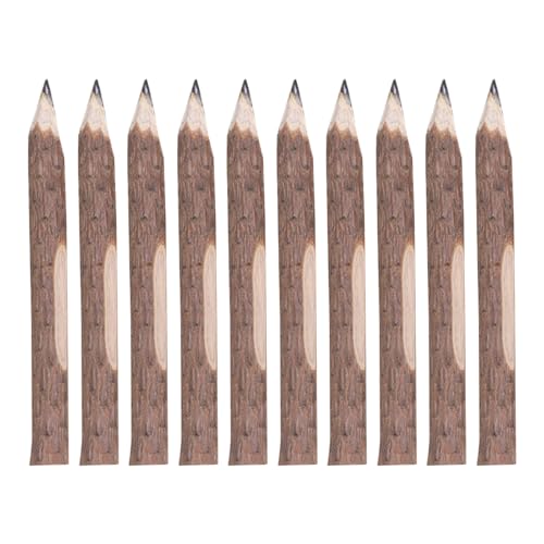 10 lápices de madera con corteza natural 13 cm miniatura 1