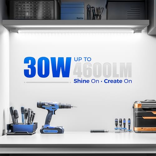 Image of Barrina LED Shop Lights, 3FT 30W 4600LM 5000K, Daylight White High Output Linkable for Workshop, V Shaped Clear Cover T8 LED Shop Light for Garage, 3 Foot (Pack of 6)