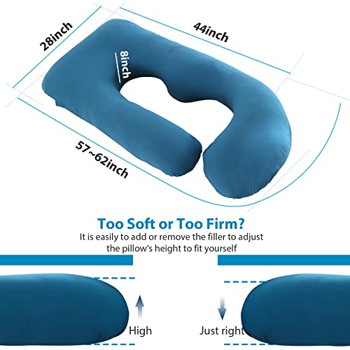 Image of Victostar Polyester Pregnancy Pillow,57 Inches U Shaped Maternity Pillow With Removable Cover Full Body Pillow Support For Back, Hips, Legs, Belly (Navy Blue)