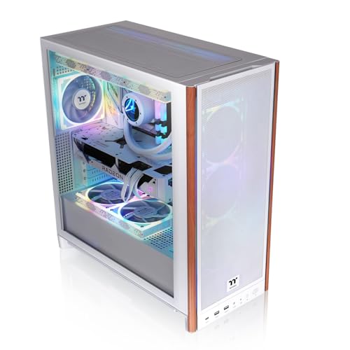 Image of Thermaltake S370 WS; Mid Tower Chassis; Wood Front Trim; 4x120mm Fans Included; 410mm GPU Clearance; up to E-ATX; Hidden Connector Support (ATX /mATX);Vertical GPU Support;Snow;CA-11J-OOM6WN-00