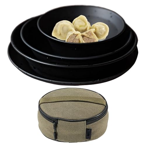 Couverts en acier inoxydable pour randonnée pédestre et assiettes de camping empilables